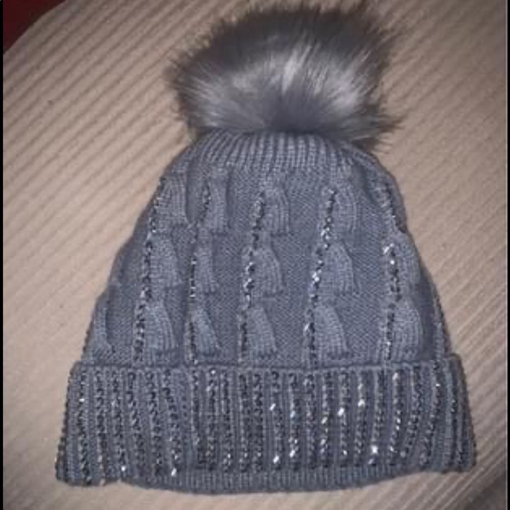 Grey Rhinestone Beanie - Picture 4 of 4